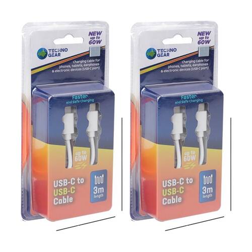 2PK TGear USB-C-to-USB-C Charging and Data Cable High Speed 3A Quick Charge 3m