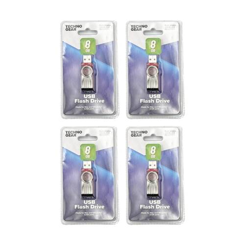 4PK TGear USB-A Flash Drive Mac/Windows Compatable 8GB Capacity Assorted