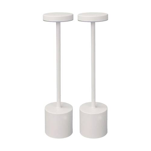 2PK Brazco Cordless Rechargable Wireless Table Modern Lighting Flat Lamp White