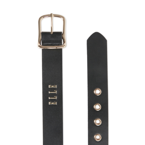 Elle Women's Agnes Curve Buckle Jean Style Belt Black Medium