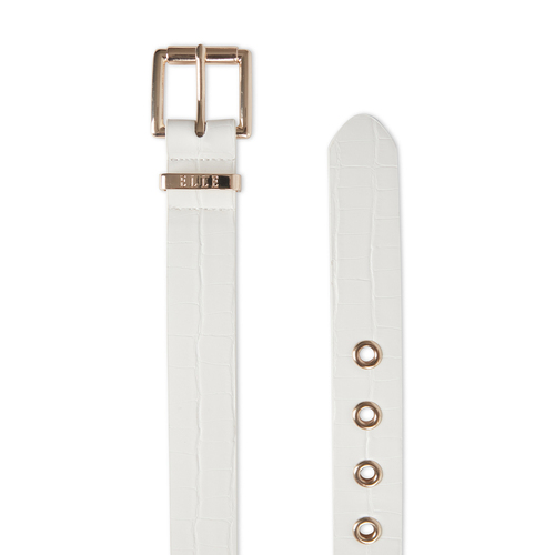 Elle Women's Lourdes Modern Jean Style Belt White Croc Extra Large
