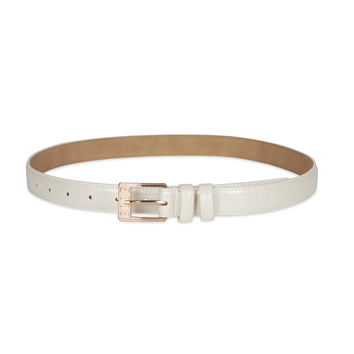 Elle Women's Chloe Croc Dress Belt Cream Croc Small