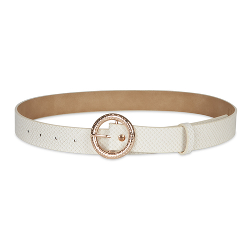 Elle Women's Collete Woven Single Buckle Belt Cream Snake Large