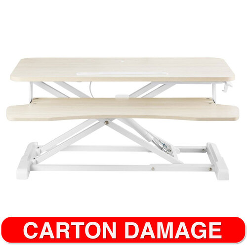 Ergolux Pro Height Adjustable Sit Stand Desk Riser Medium - Oak/White