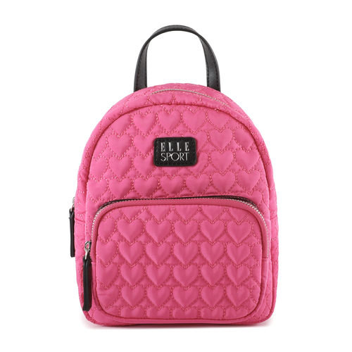 Elle Women's Heart Quilted Mini Backpack Bag 19x23x38cm Pink