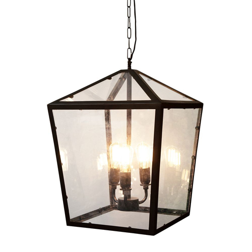 Belle Melrose Iron/Glass Ceiling Pendant Light 46cm - Black