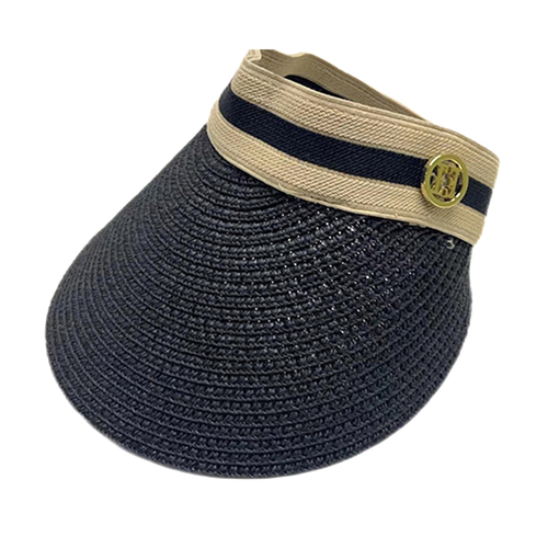 Elle Women's Sun Visor Hat/Cap Shade Brim Black/White