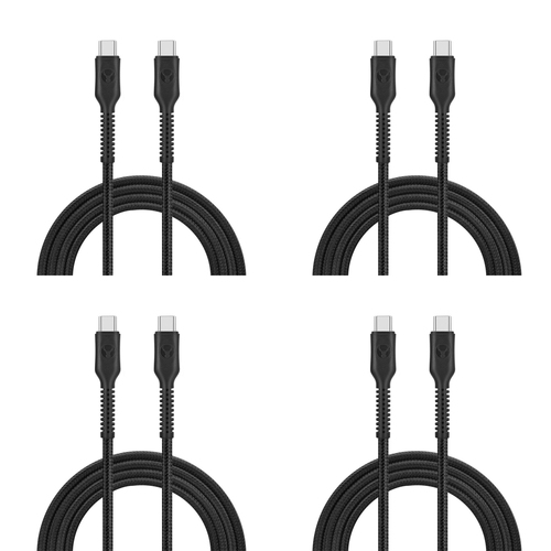 4PK Bonelk Long-Life Easy Grip 2m Male USB-C Cable 100W - Black