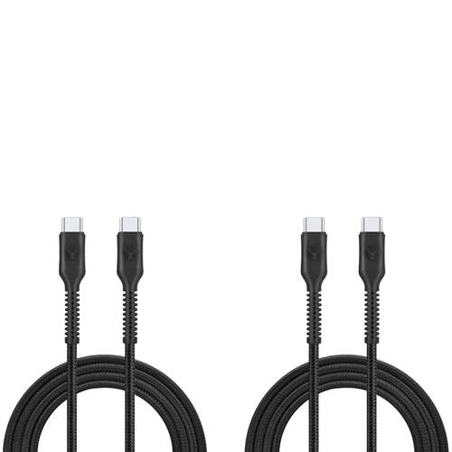2PK Bonelk Long-Life Easy Grip USB-C Male Charging Cable 240W - 1.5m Black