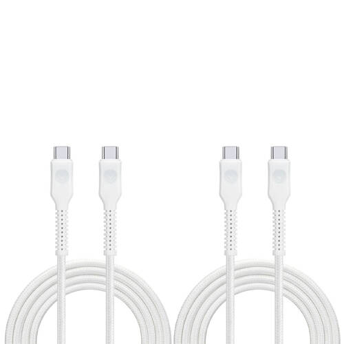 2PK Bonelk Long-Life Easy Grip USB-C Male Charging Cable 240W - 1.5m White