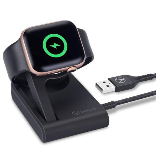 Bonelk Apple iWatch Series 1/2/3/4/5/SE/6/7 Flip View Charging Dock - Black