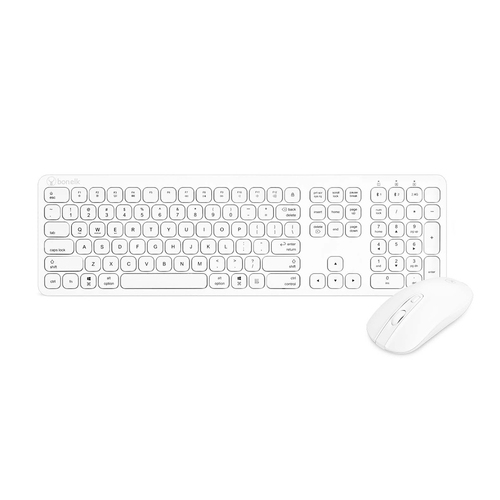 Bonelk KM-447 Slim Wireless Keyboard Mouse Combo Mac/Win/iOS/Android White