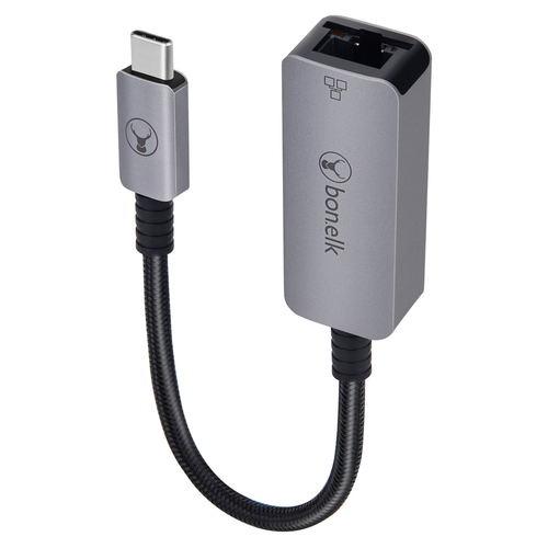 Bonelk Long-Life USB-C to Gigabit Ethernet Adapter - 15cm Space Grey