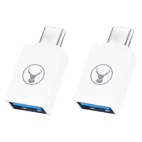 2PK Bonelk 5Gbps USB-C to USB-A 3.0 Adapter/Connector - White