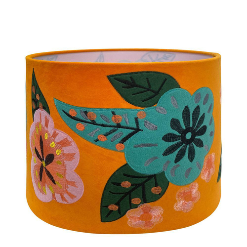 Belle Botanical Velvet Lamp Shade Cover Home/Room Decor 40cm Tangerine