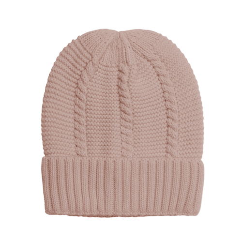 Elle Women's Twisted Knitted Acrylic Beanie Hat Pink