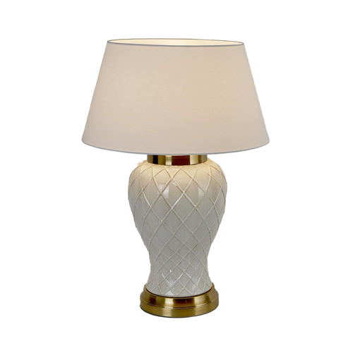 Belle Berkley Table Lamp w/ Ceramic Base 67cm - Cream