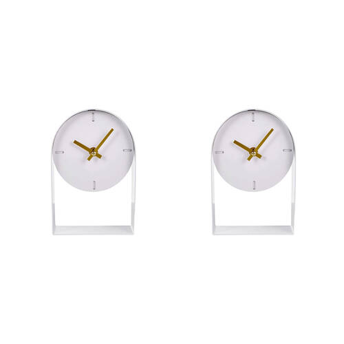 2PK Emporium Eaglin Quartz Table Clock Home Decor 20cm White