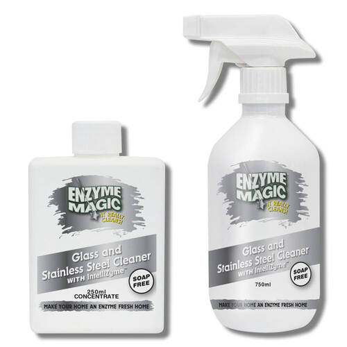 Enzyme Magic Glass and Stainless Steel Cleaner 250ml Concentrate Makes 7.5L