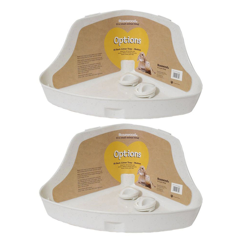 2PK Corner High-Backed Pet Toilet Box Poop Training Ferret Litter Tray Medium White