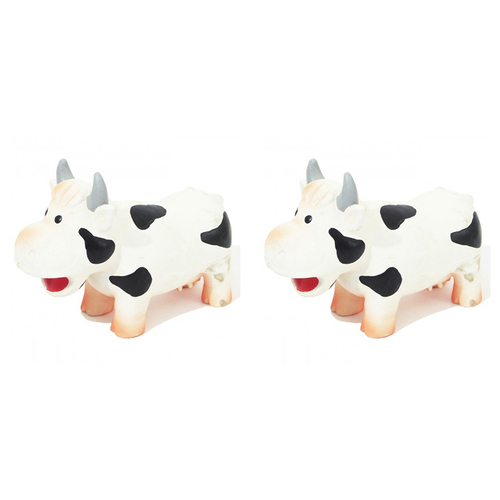 2PK Rosewood Grunter Latex Cow Pet Dog Interactive Chew Fetch Training Toy White