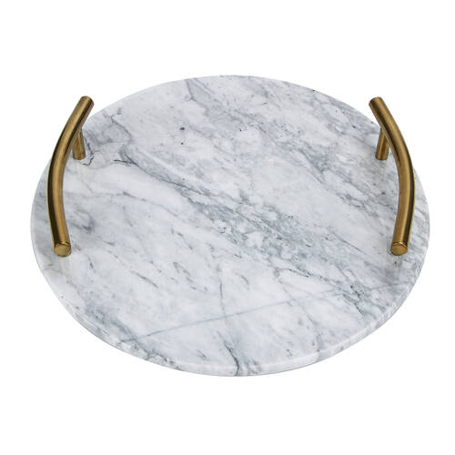 NF Living Round Serving Carry Tray 30cm Elegant White