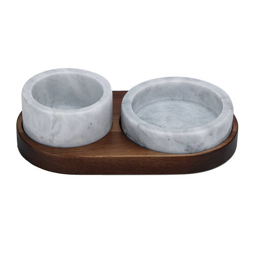 NF Living Seasoning Box Salt And Pepper Bowl Set 20x11cm Marbled Natural
