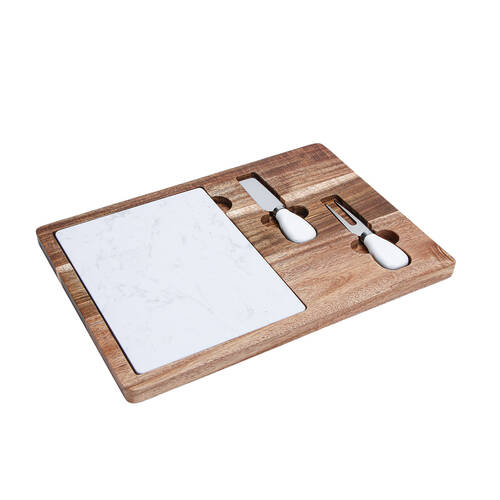 NF Living Cheese Board Pack Set Marble Utensil Included 35x25cm