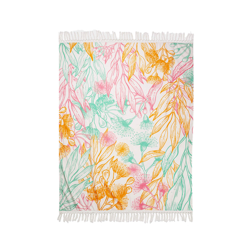 Rayell Printed 130x170cm Canvas Throw Blanket Busy Bloom Light