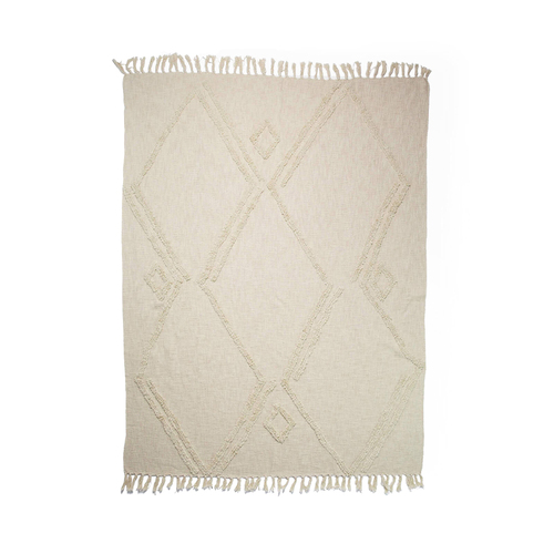 Rayell Rhoda 125x150cm Printed Throw Blanket - Natural