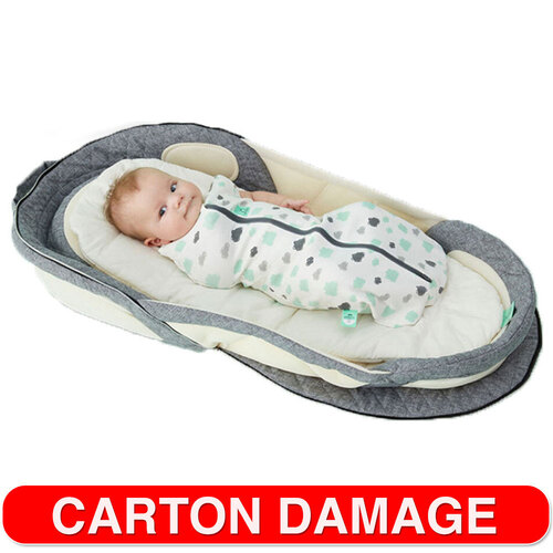 Ergo Pouch Foldable Carry Bed Grey with Poly Mattress