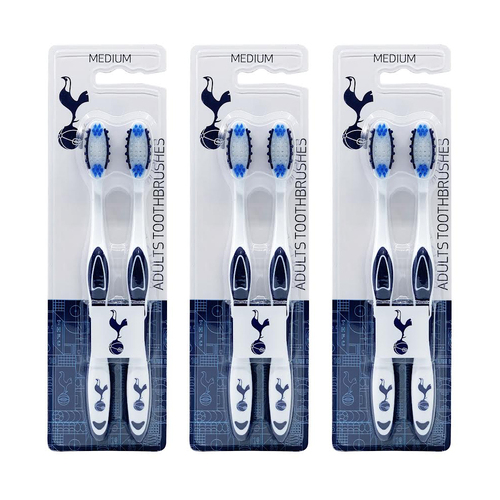 6pc EPL Tottenham F.C. Adults Medium Toothbrush Oral Care