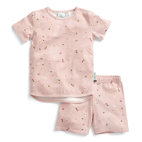 Ergopouch Baby Pyjamas 2 Piece Set Short Sleeve Tog 0.2 Size 2y Daisies