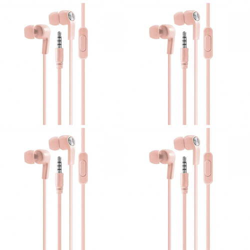 4PK Laser 3.5mm AUX Wired In-Ear Earphones w/ Mic 1.2m - Rose