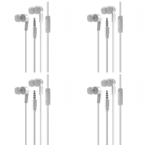 4PK Laser 3.5mm AUX Wired In-Ear Earphones w/ Mic 1.2m - White