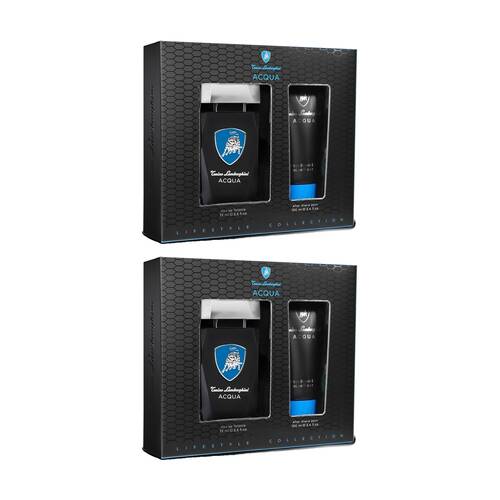 2x 2pc Lamborghini Acqua Men Fragrance 75ml EDT 100ml After Shave Balm Gift Set