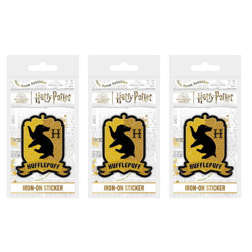 3PK Wizarding World Harry Potter Hufflepuff Crest Iron-On Patch