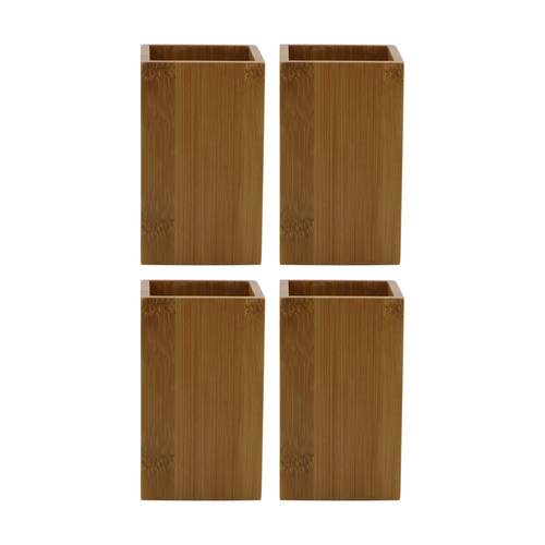 4PK NF Living Square Tumbler 7x11cm Bamboo For Bathrooms - Natural