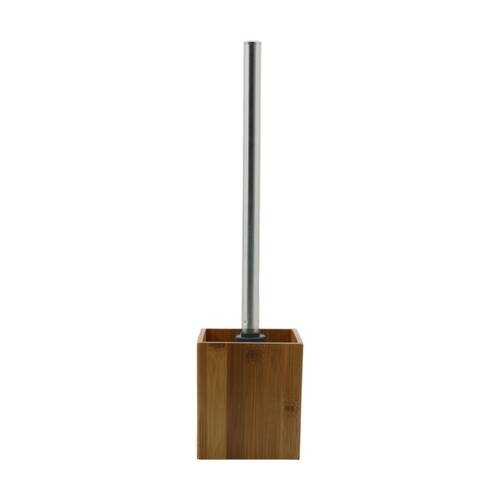 NF Living Toilet Brush Holder 9x34cm Bamboo Square For Bathrooms - Natural