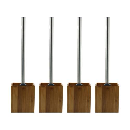 4PK NF Living Toilet Brush Holder 9x34cm Bamboo Square For Bathrooms - Natural