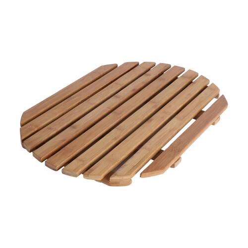 NF Living Round Bath Mat 53x36x3cm Bamboo For Bathrooms - Natural