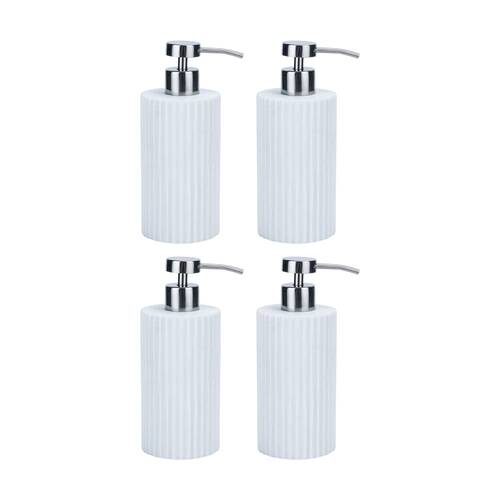 4PK NF Living Round Dispenser 7x18cm Polyresin Sandstone For Bathrooms - White