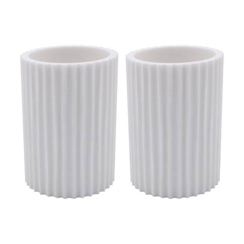 2PK NF Living Round Tumbler 7x11cm Polyresin For Bathrooms - White