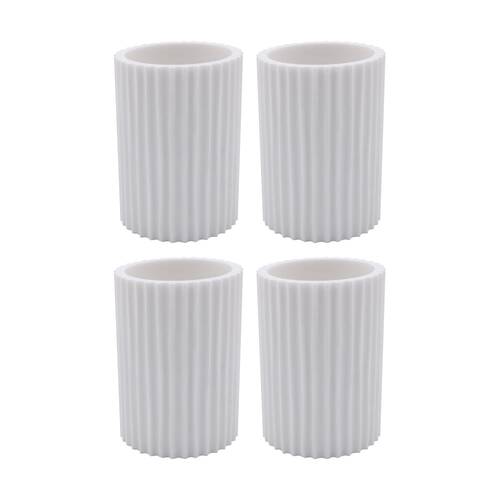 4PK NF Living Round Tumbler 7x11cm Polyresin For Bathrooms - White