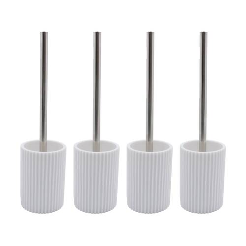4PK NF Living Toilet Brush Holder 9x40cm Round For Bathrooms - White