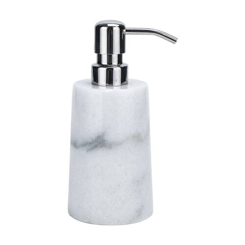 NF Living Round Dispenser 7x17cm Marble & Metal For Bathrooms - White