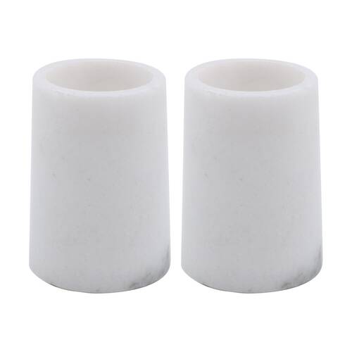 2PK NF Living Round Tumbler 7x10cm Marble For Bathrooms - White