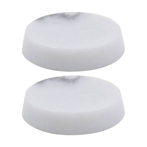 2PK NF Living Round Soap Dish 12x3cm Marble For Bathrooms - White
