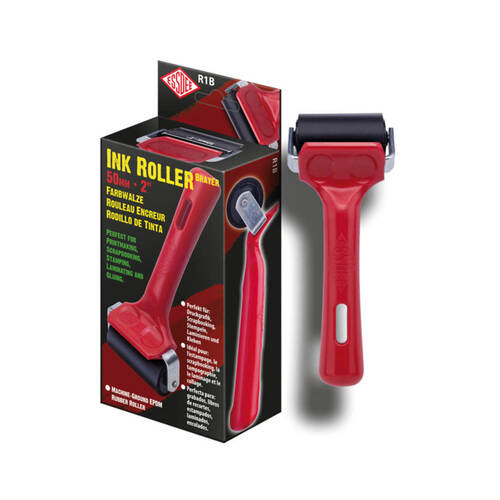 Essdee Boxed Lino Sturdy Hard Rubber Printmaking Ink Roller 50mm Red