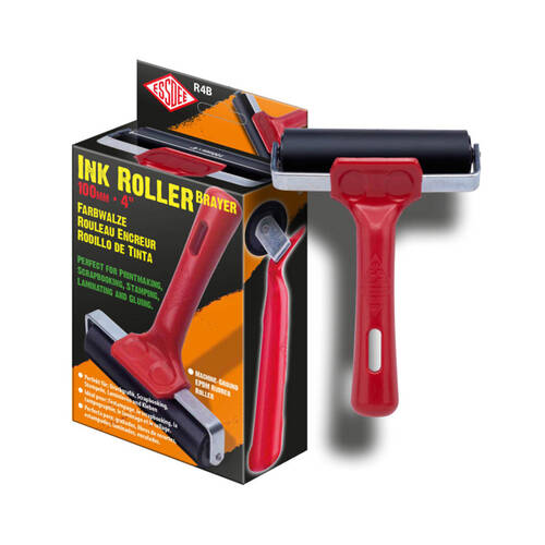 Essdee Boxed Lino Sturdy Hard Rubber Printmaking Ink Roller 100mm Red